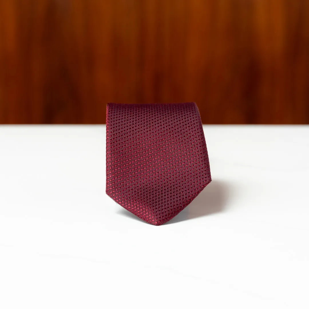 Burgundy Solid Textured Silk Necktie