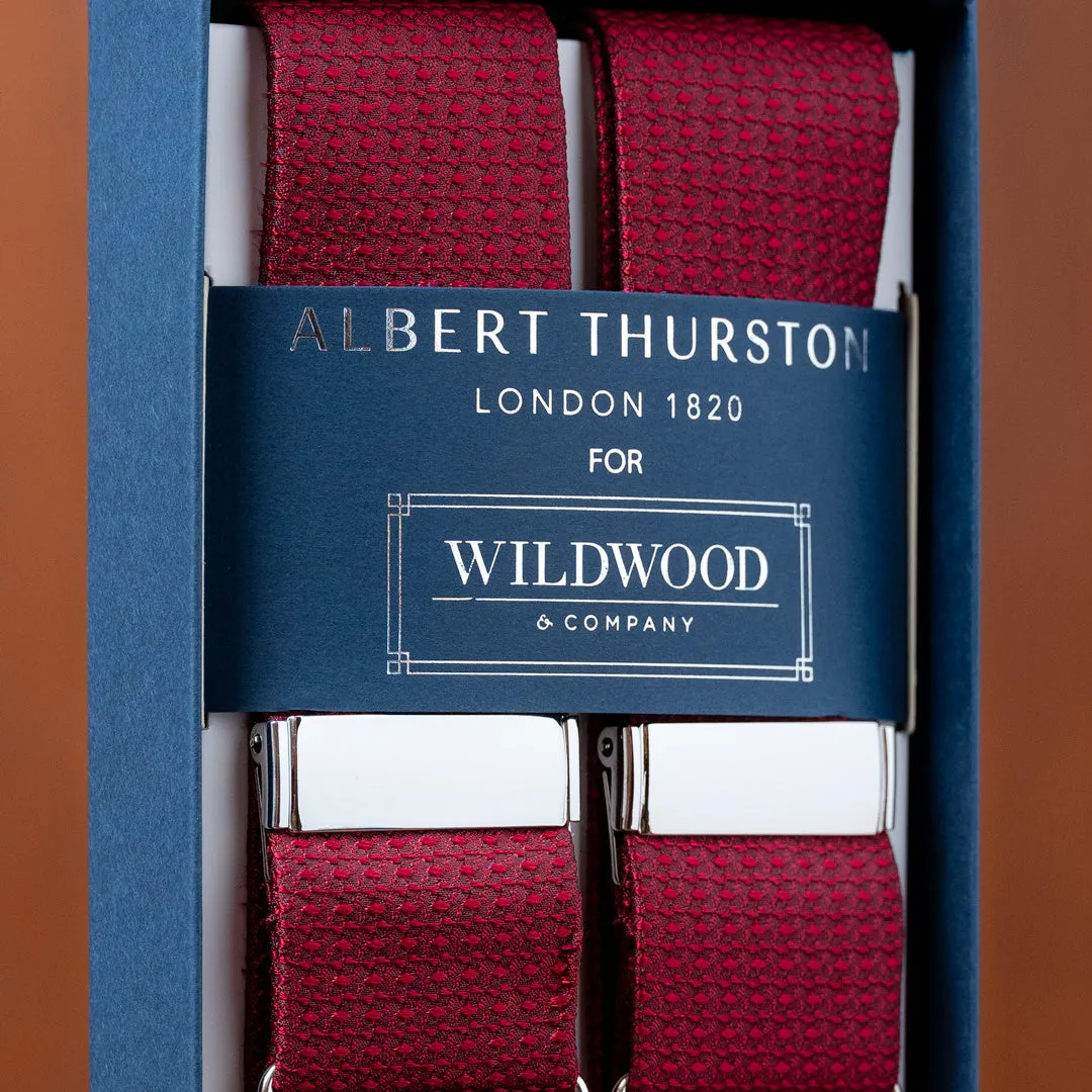 Burgundy Solid Textured Silk Suspenders
