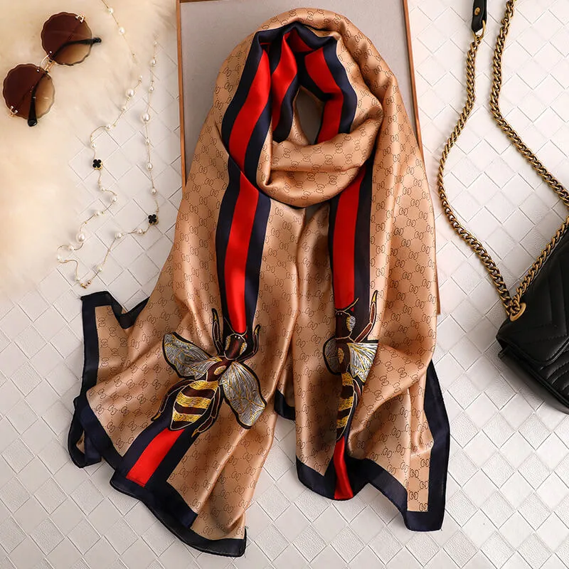 Butterfly Floral Silk Scarf for Women