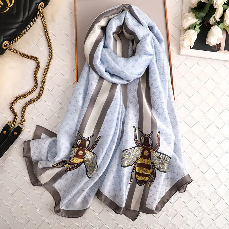 Butterfly Floral Silk Scarf for Women