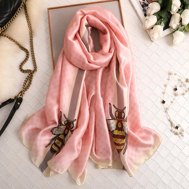 Butterfly Floral Silk Scarf for Women