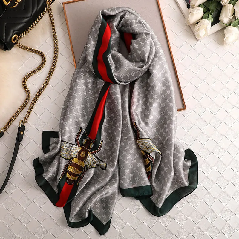 Butterfly Floral Silk Scarf for Women