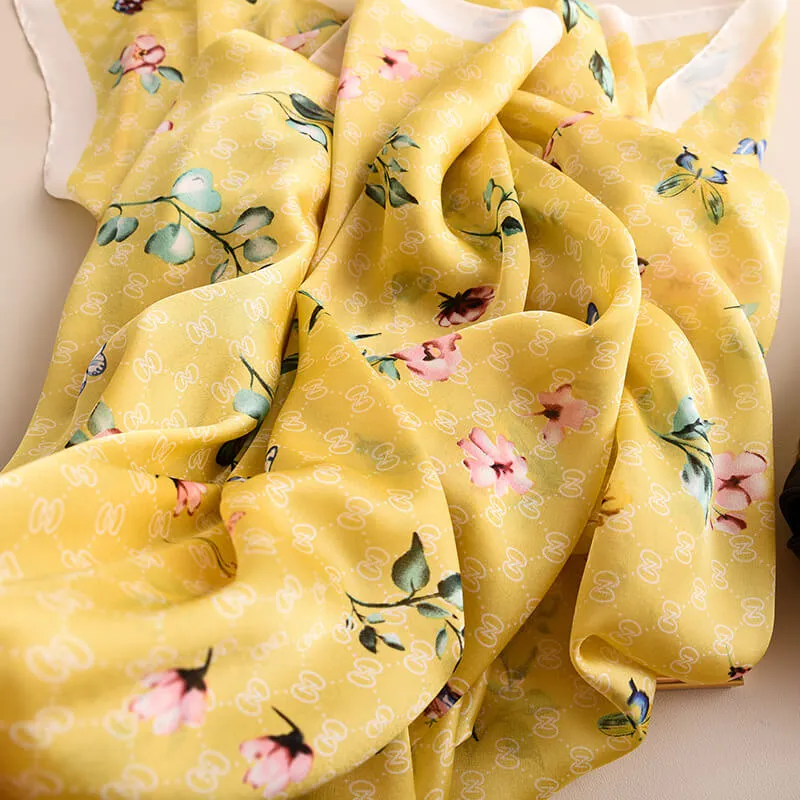 Butterfly Floral Silk Scarf for Women