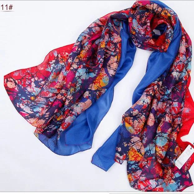 [BYSIFA] Silk Scarf Plus Size Broadened Silk Women's Silk Scarf Shawl Female Scarf New Winter Orange Coffee Women Long Scarves