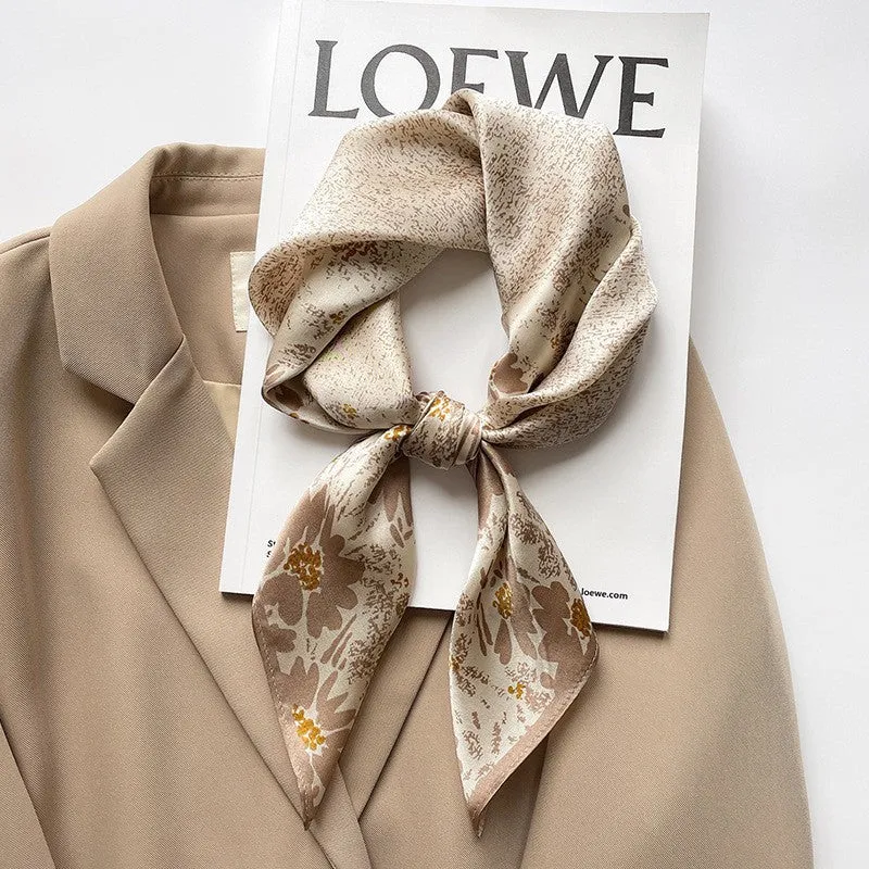 Camellia Korean Style Elegant 65 Silk Square Scarf Women's Mulberry Silk Scarf Professional Scarf Neck Protection Silk Scarf Printed Shawl