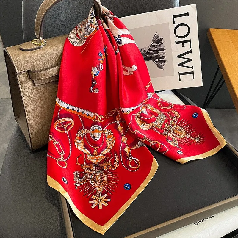 Camellia Korean Style Elegant 65 Silk Square Scarf Women's Mulberry Silk Scarf Professional Scarf Neck Protection Silk Scarf Printed Shawl
