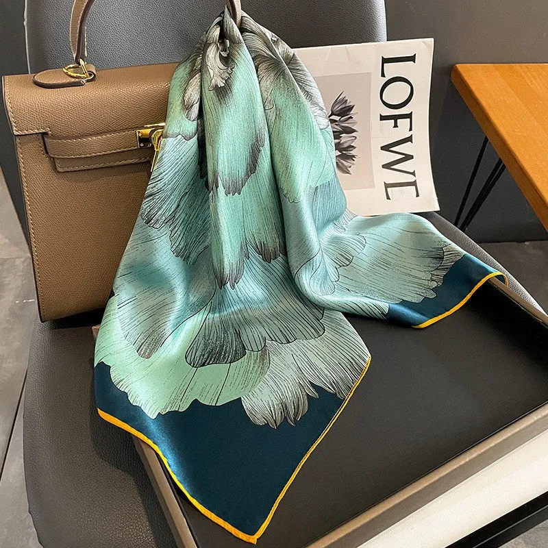 Camellia Korean Style Elegant 65 Silk Square Scarf Women's Mulberry Silk Scarf Professional Scarf Neck Protection Silk Scarf Printed Shawl