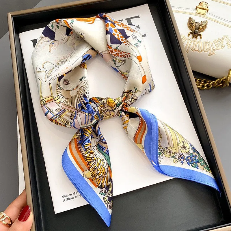Camellia Korean Style Elegant 65 Silk Square Scarf Women's Mulberry Silk Scarf Professional Scarf Neck Protection Silk Scarf Printed Shawl