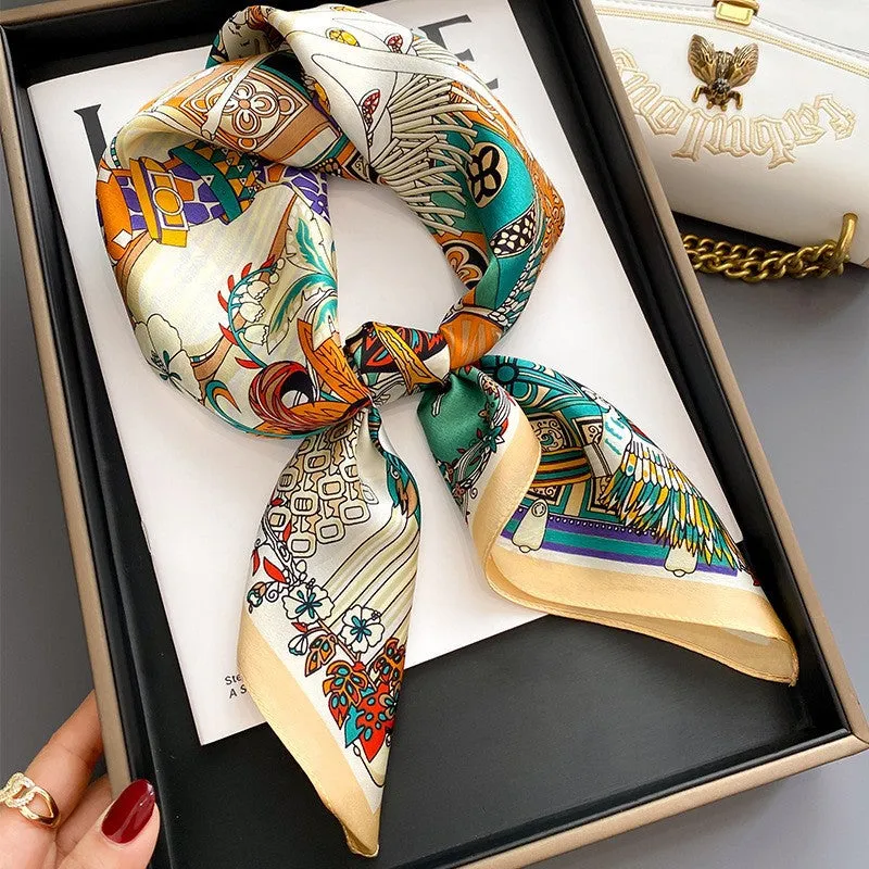 Camellia Korean Style Elegant 65 Silk Square Scarf Women's Mulberry Silk Scarf Professional Scarf Neck Protection Silk Scarf Printed Shawl