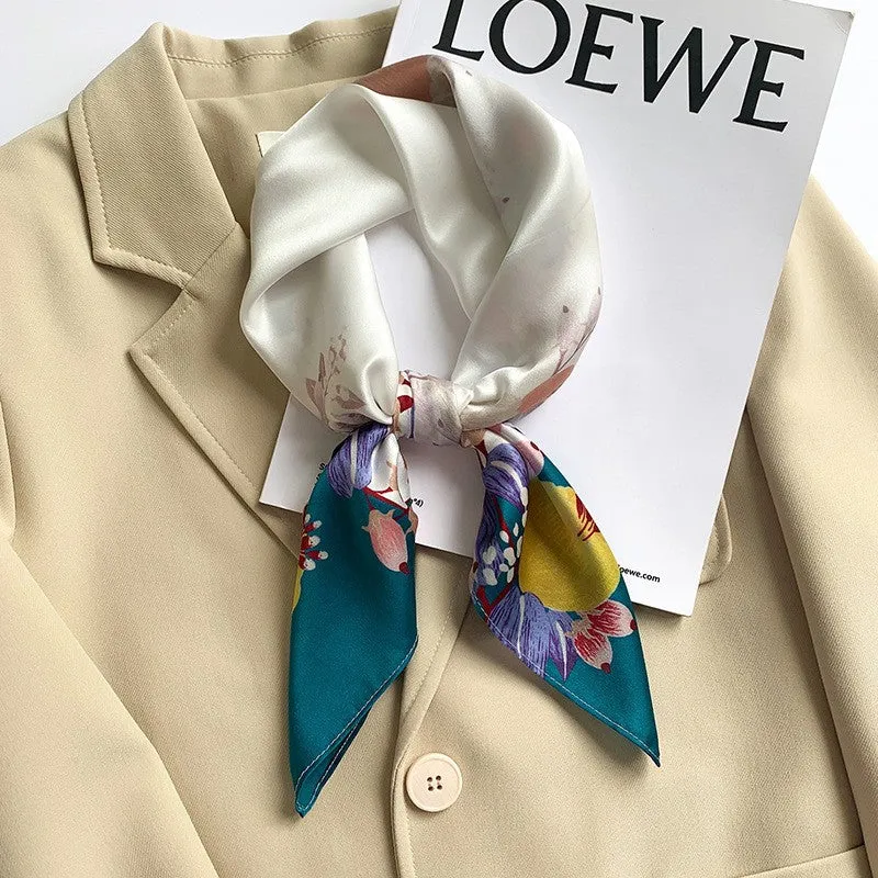 Camellia Korean Style Elegant 65 Silk Square Scarf Women's Mulberry Silk Scarf Professional Scarf Neck Protection Silk Scarf Printed Shawl