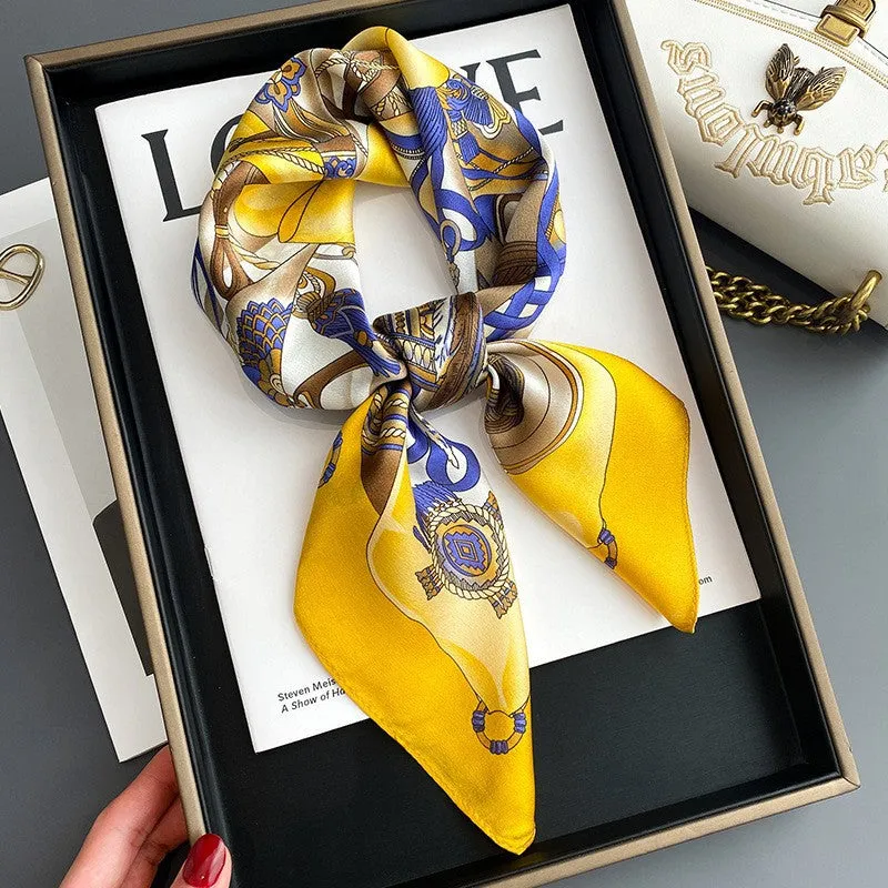 Camellia Korean Style Elegant 65 Silk Square Scarf Women's Mulberry Silk Scarf Professional Scarf Neck Protection Silk Scarf Printed Shawl