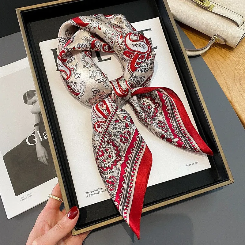 Camellia Korean Style Elegant 65 Silk Square Scarf Women's Mulberry Silk Scarf Professional Scarf Neck Protection Silk Scarf Printed Shawl