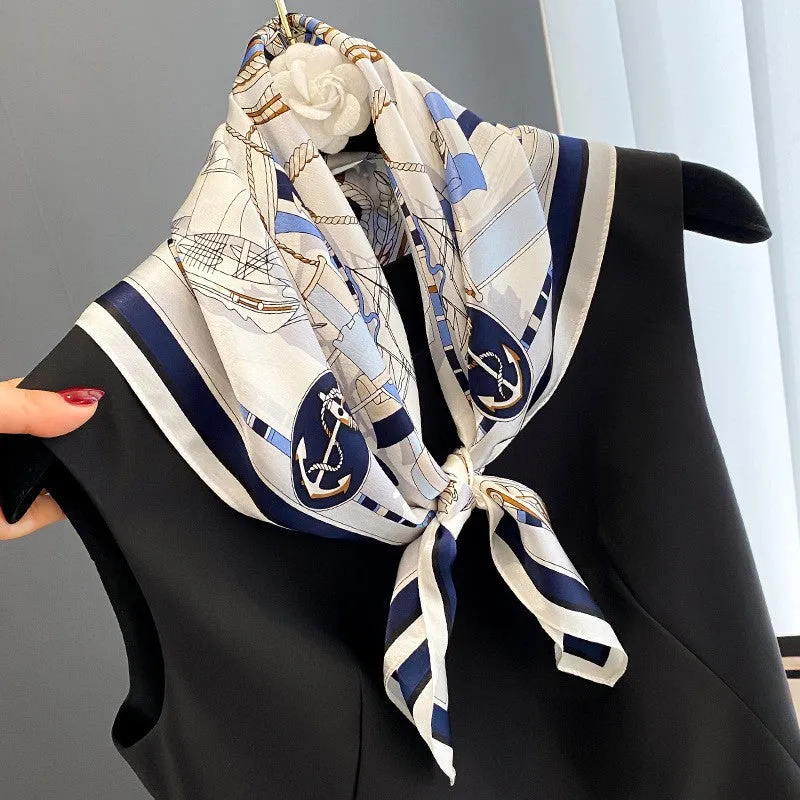 Camellia Korean Style Elegant 65 Silk Square Scarf Women's Mulberry Silk Scarf Professional Scarf Neck Protection Silk Scarf Printed Shawl