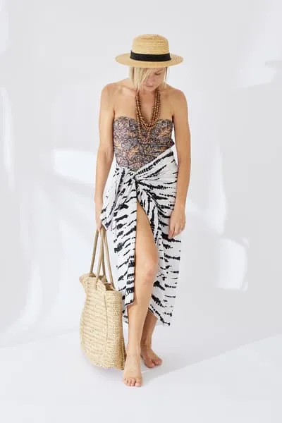 Canggu Tie Dye Scarf White