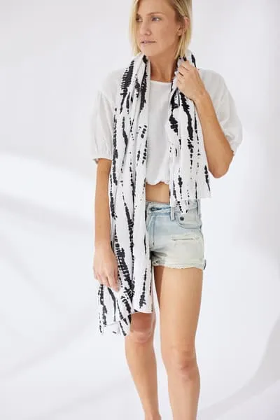 Canggu Tie Dye Scarf White