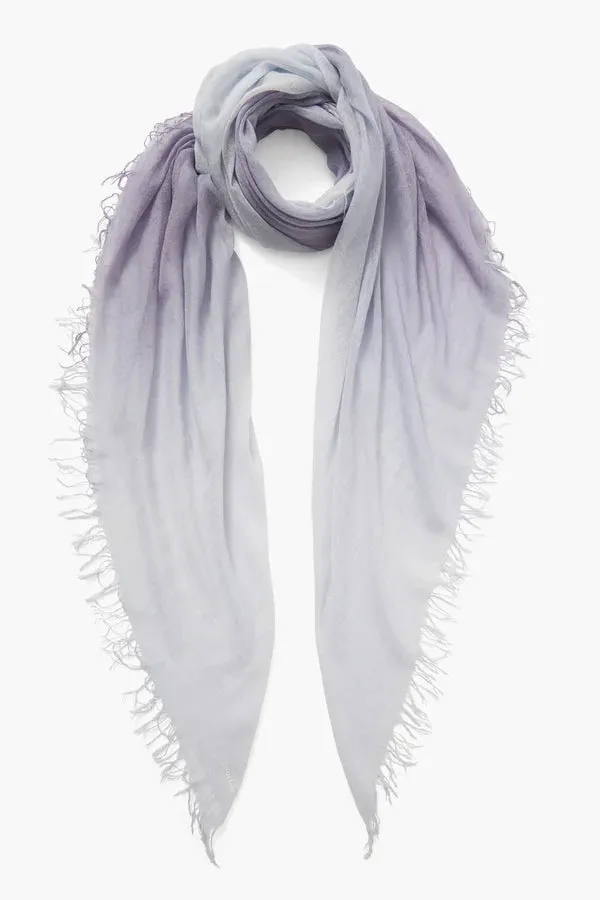 CASHMERE AND SILK SCARF BLUE GRANITE DIP DYED