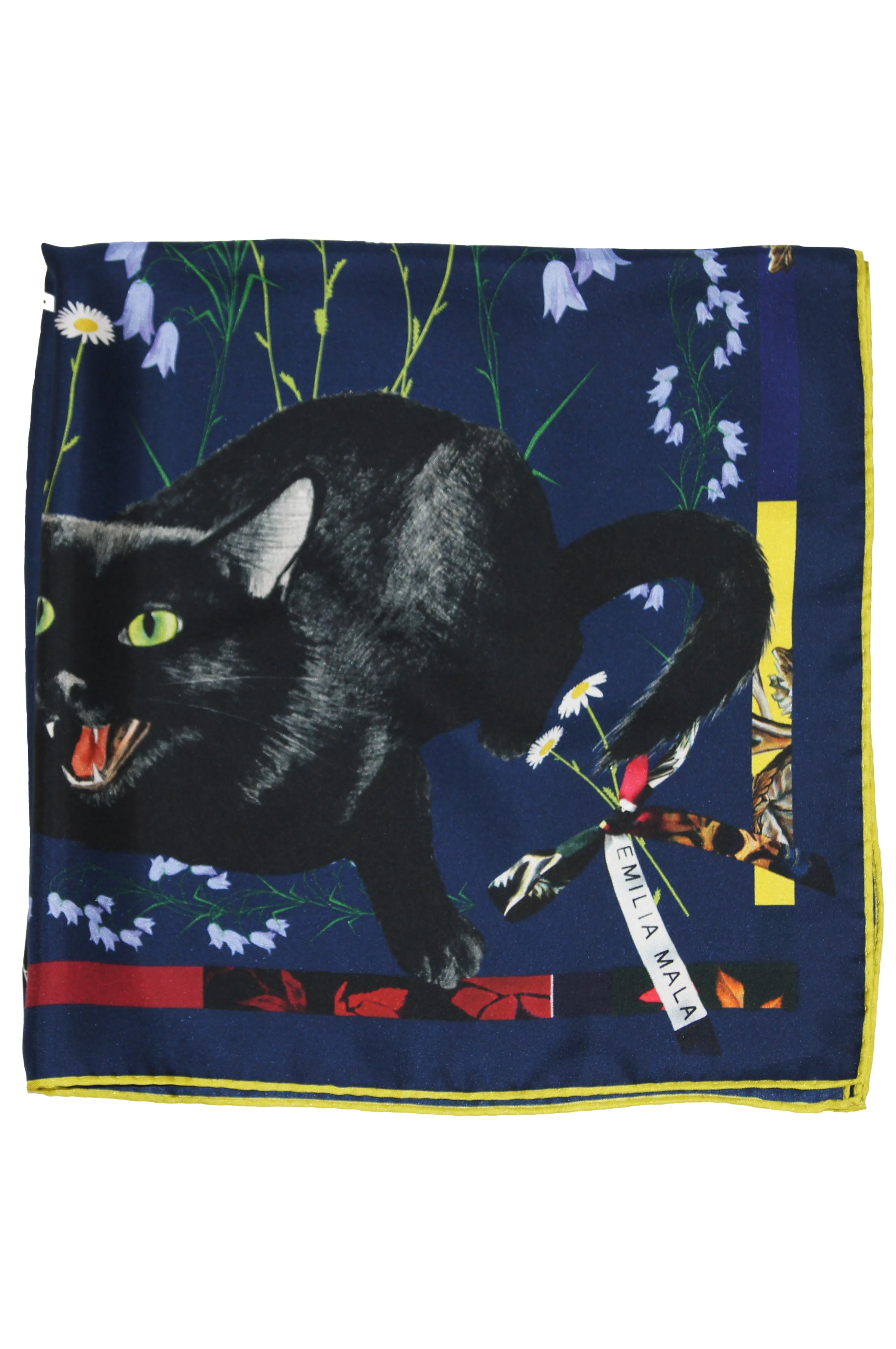 CAT SAUVAGE / MIDNIGHT Blue Silk Print Scarf