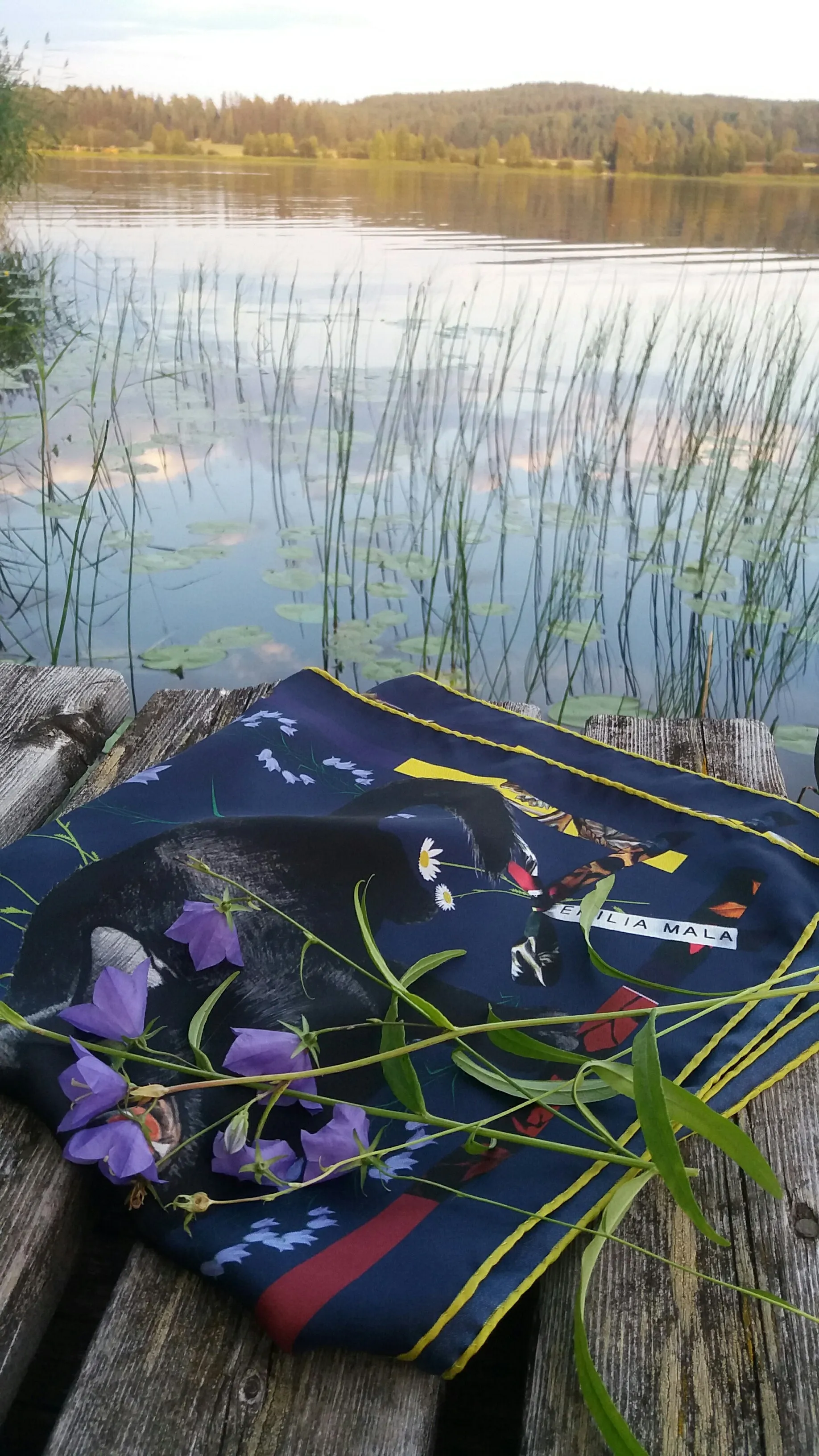 CAT SAUVAGE / MIDNIGHT Blue Silk Print Scarf