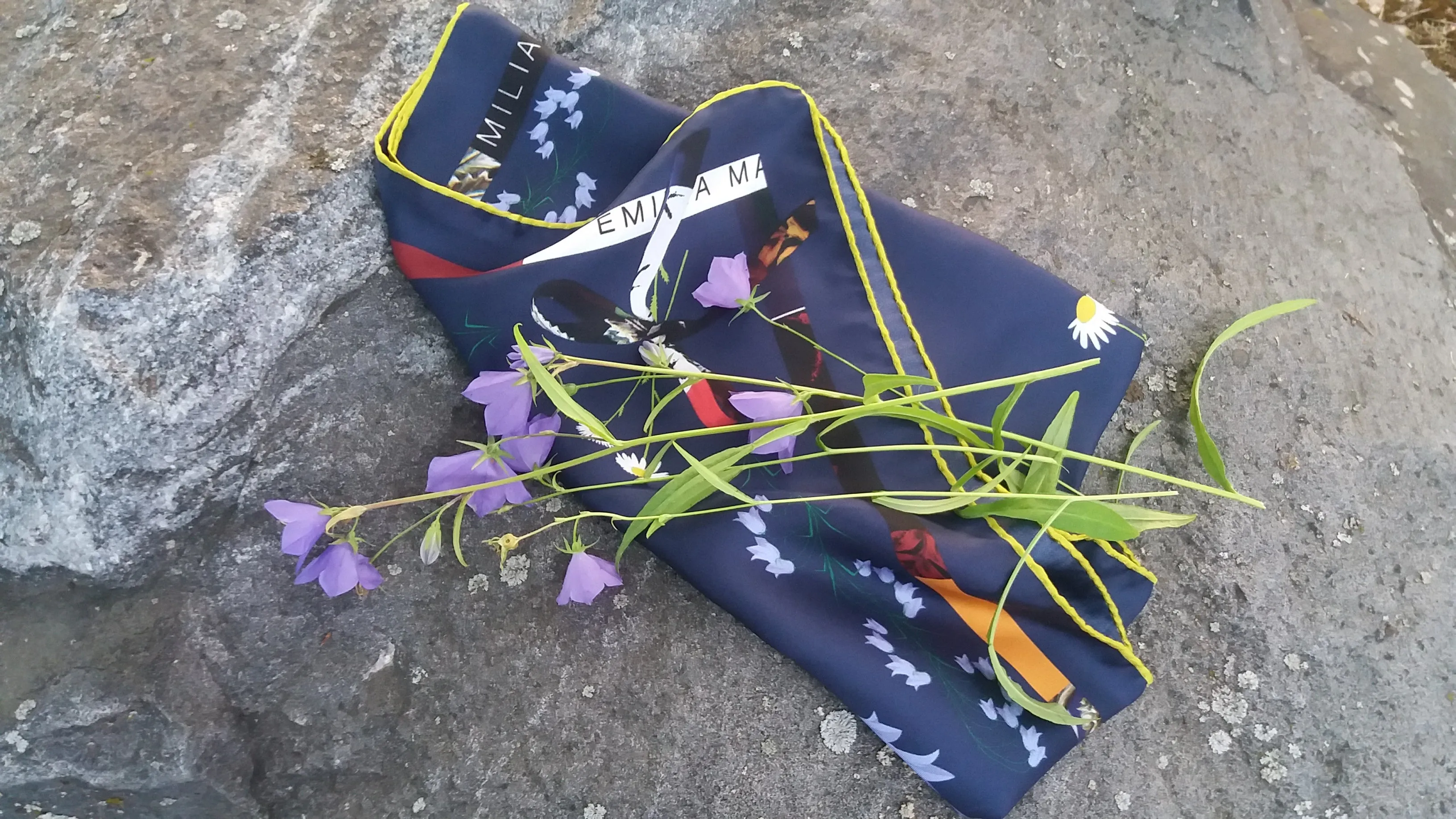CAT SAUVAGE / MIDNIGHT Blue Silk Print Scarf