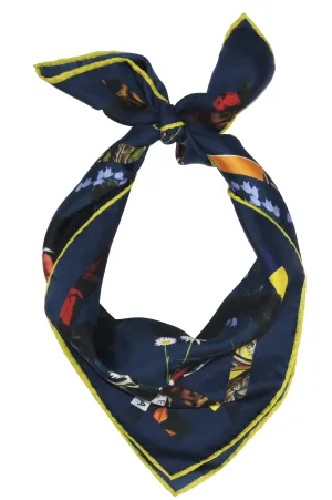 CAT SAUVAGE / MIDNIGHT Blue Silk Print Scarf