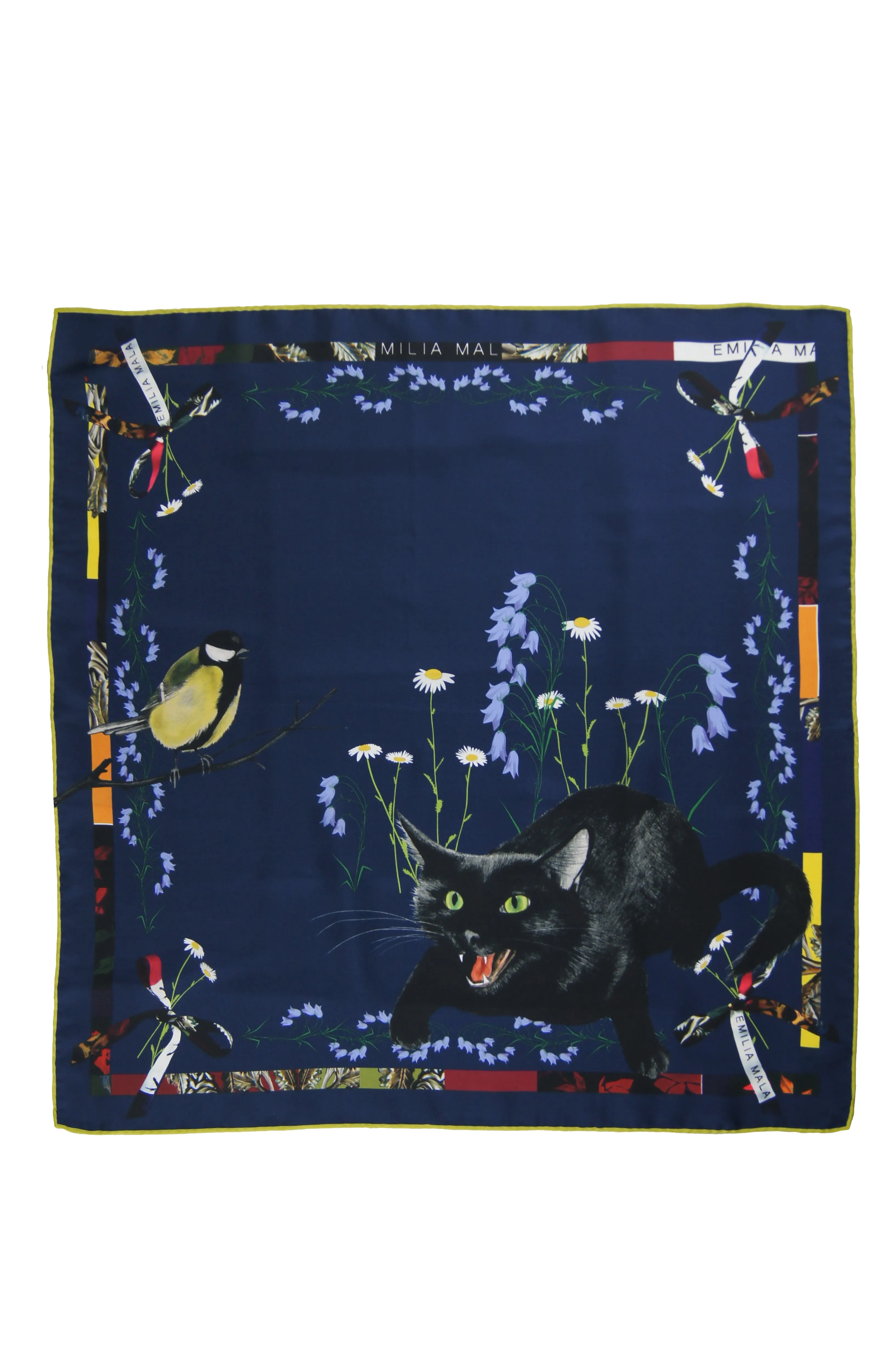CAT SAUVAGE / MIDNIGHT Blue Silk Print Scarf