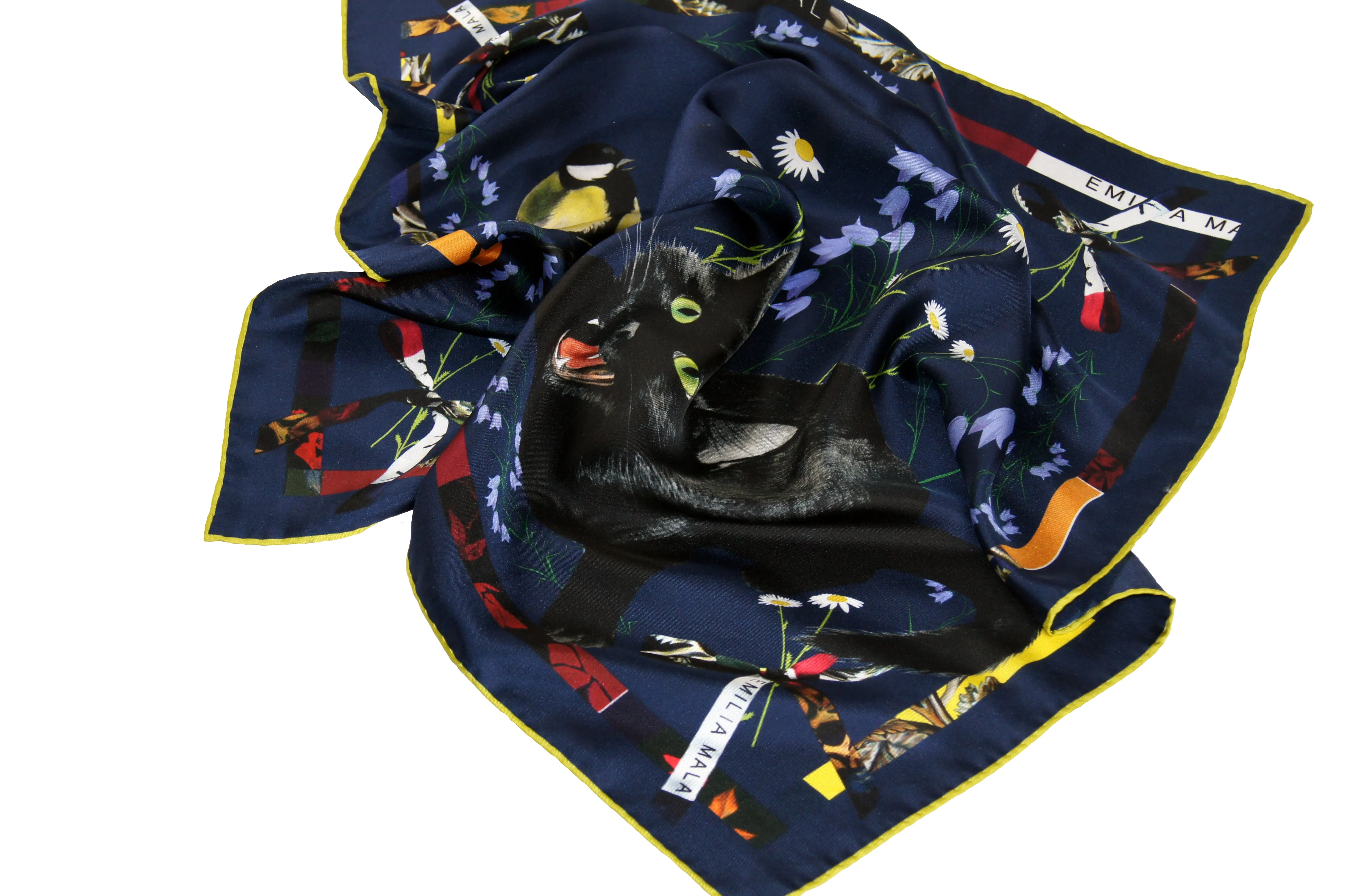 CAT SAUVAGE / MIDNIGHT Blue Silk Print Scarf