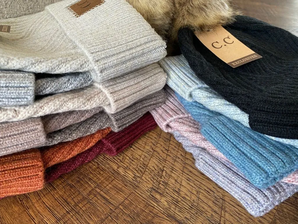 CC Large Patch Pom Beanies