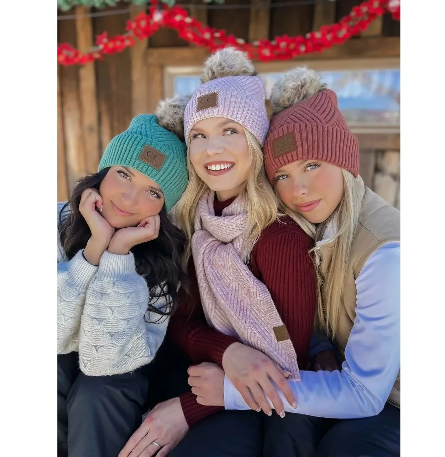 CC Large Patch Pom Beanies