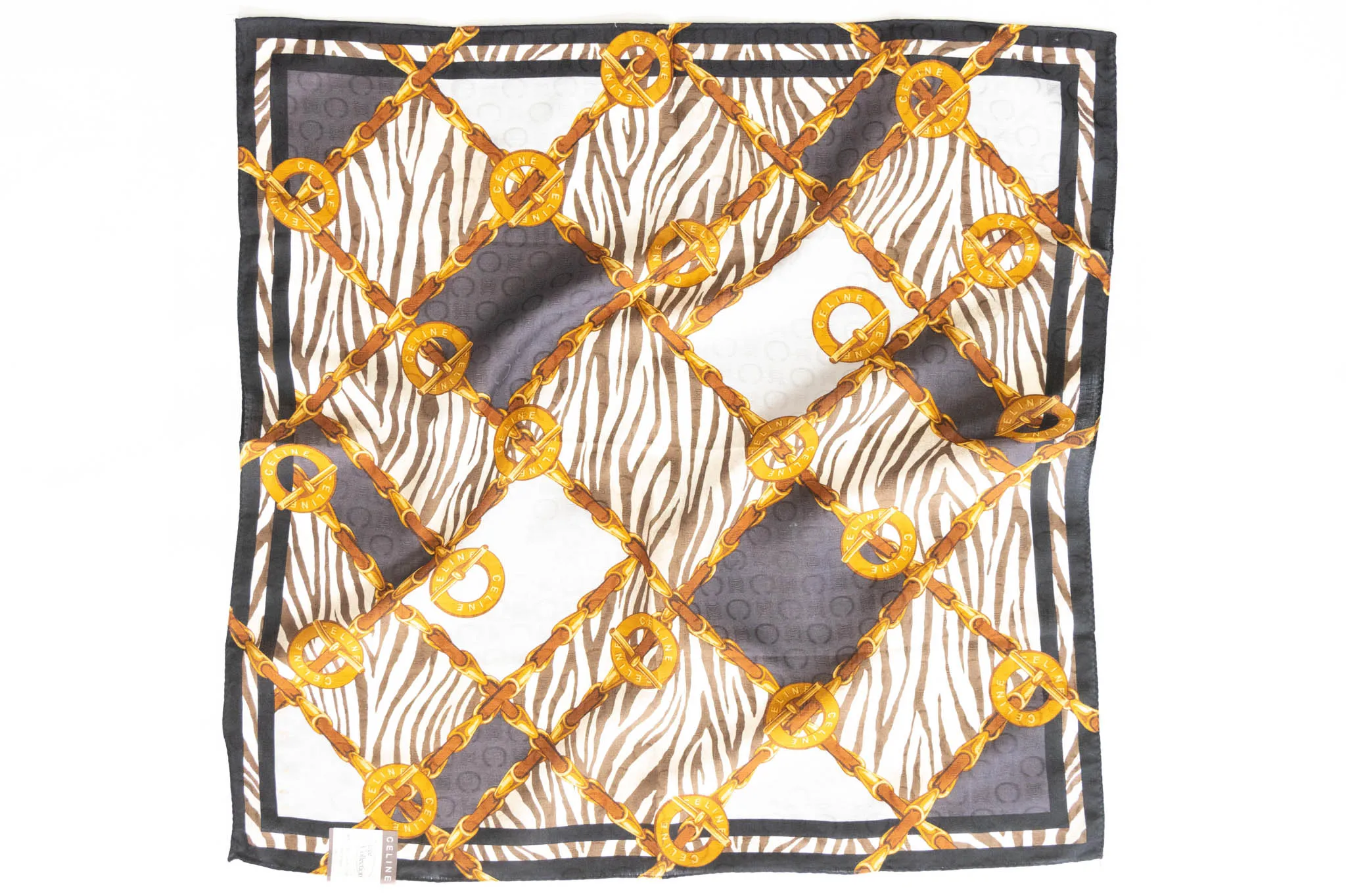 Celine Cotton Square Bandana Scarf "New" Old Stock