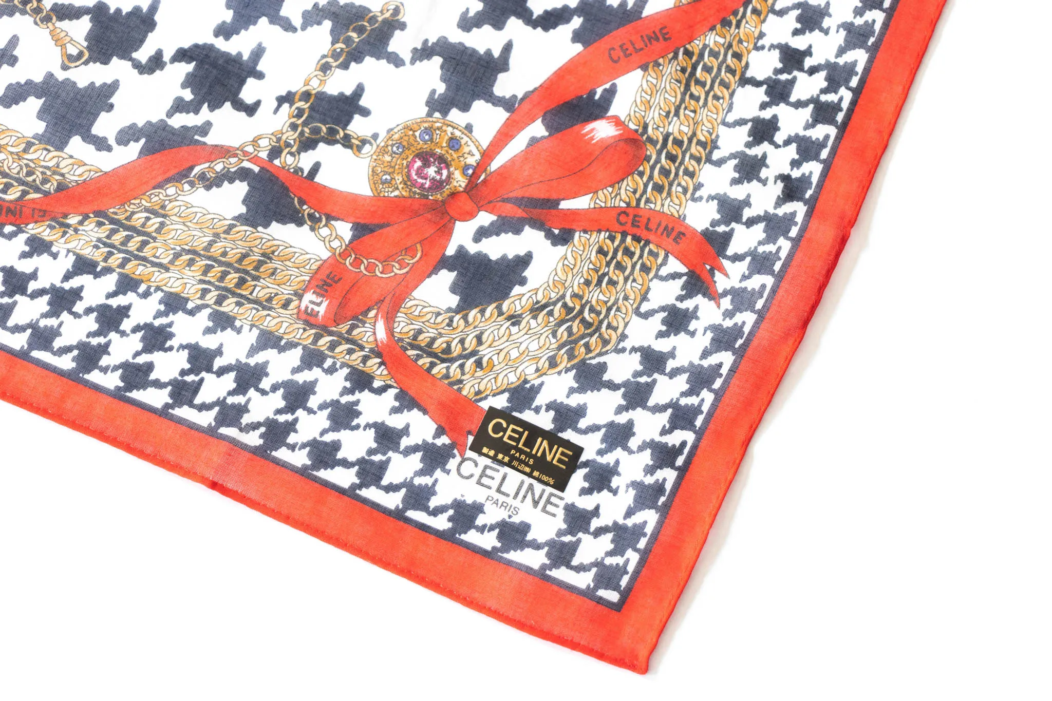 Celine Cotton Square Bandana Scarf "New" Old Stock