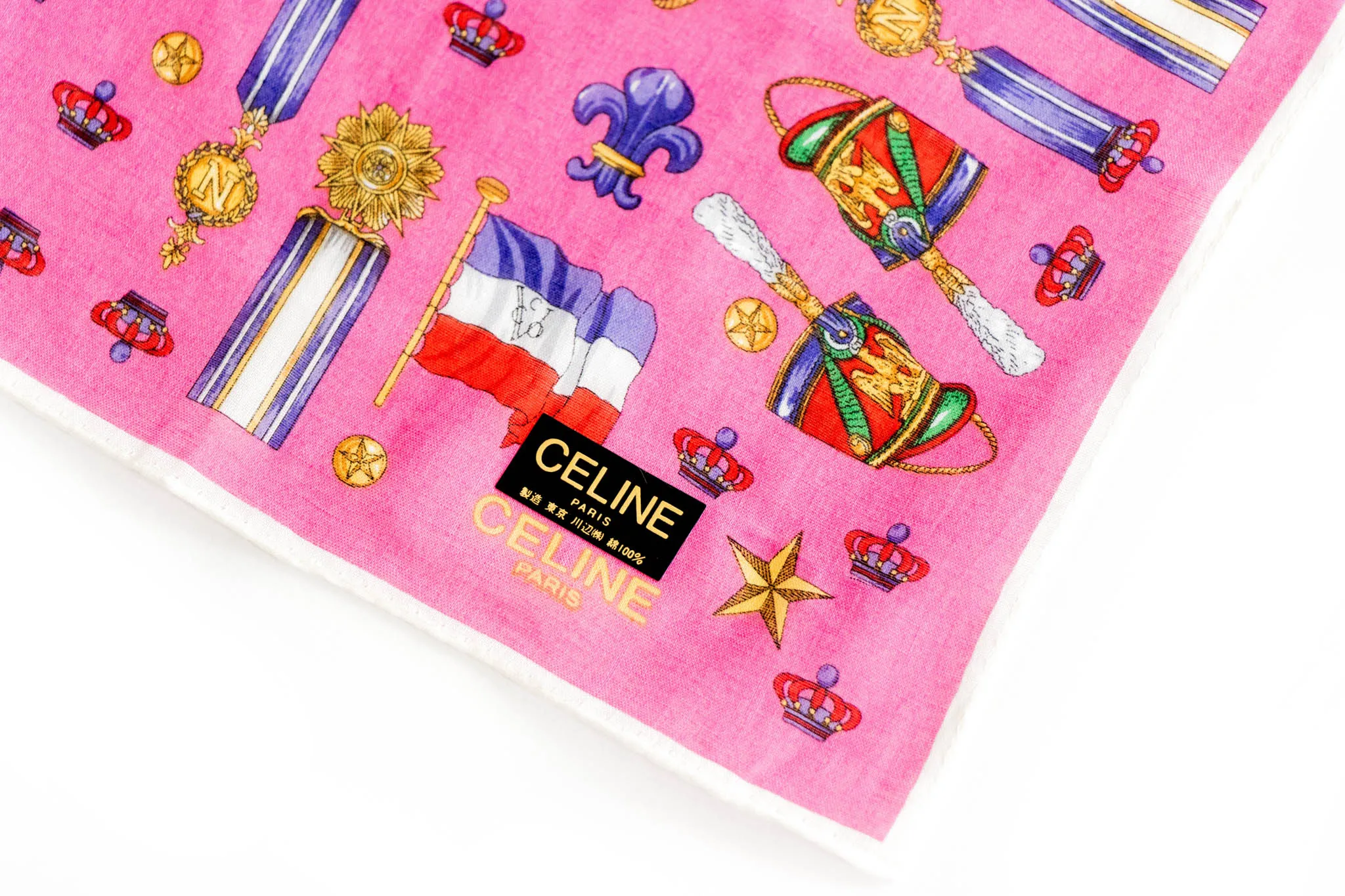 Celine Cotton Square Bandana Scarf "New" Old Stock