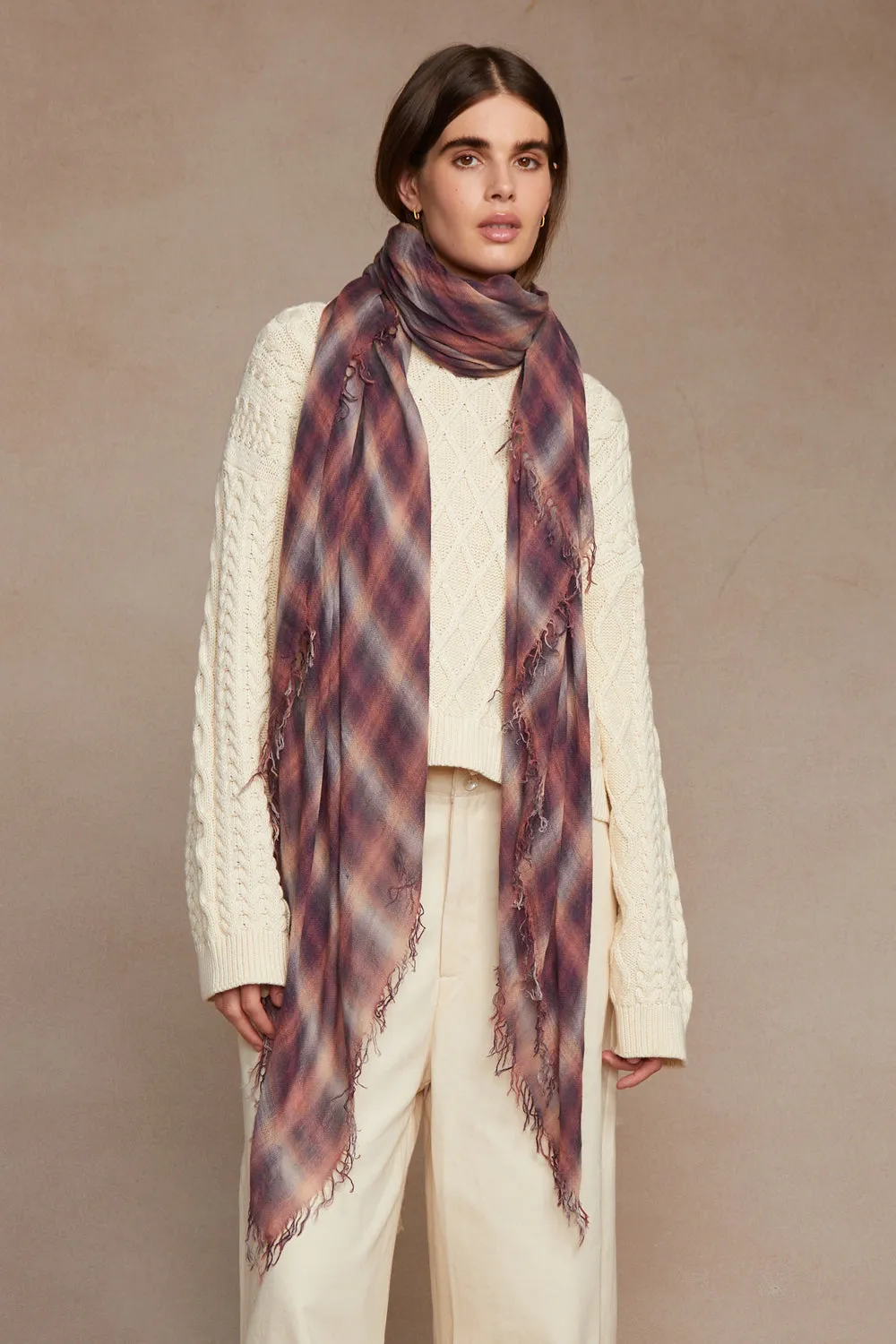Chan Luu- Silk & Cashmere Plaid Scarf
