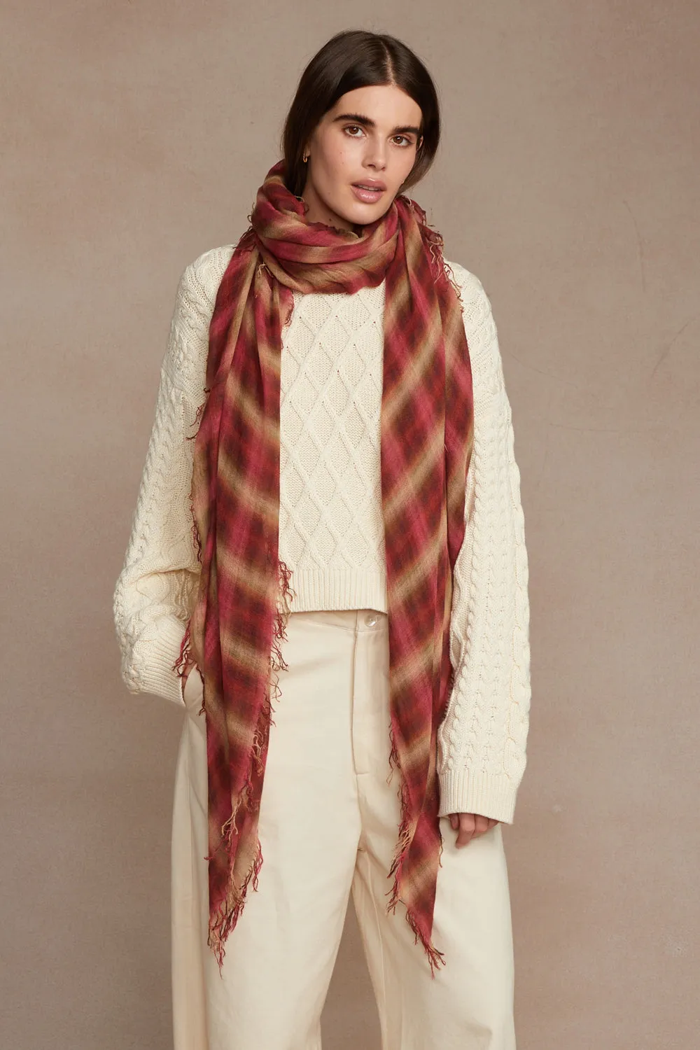Chan Luu- Silk & Cashmere Plaid Scarf