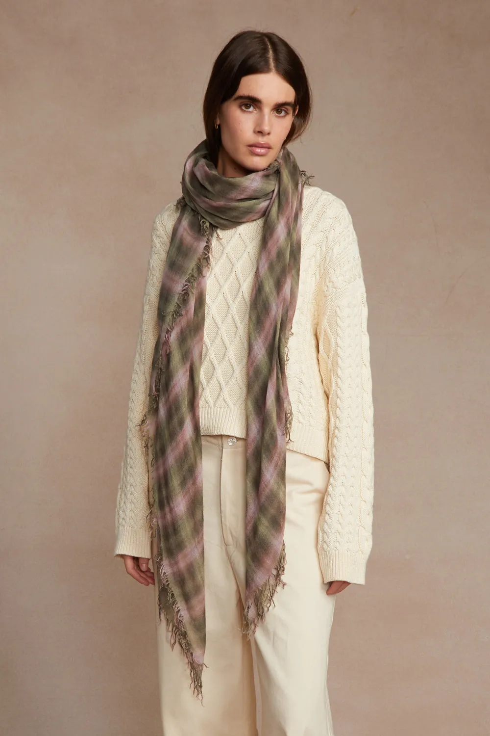 Chan Luu- Silk & Cashmere Plaid Scarf