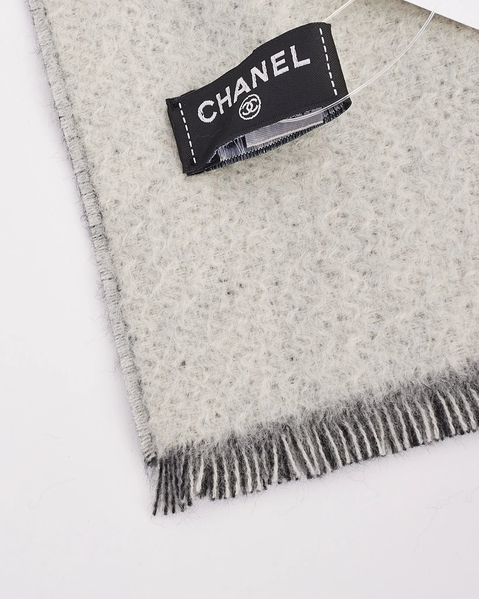 Chanel Black/White Wool CC Interlocking Scarf