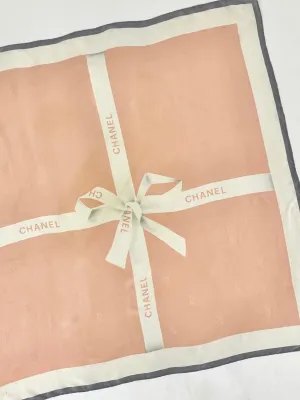 Chanel Silk Logo Ribbon Print Scarf