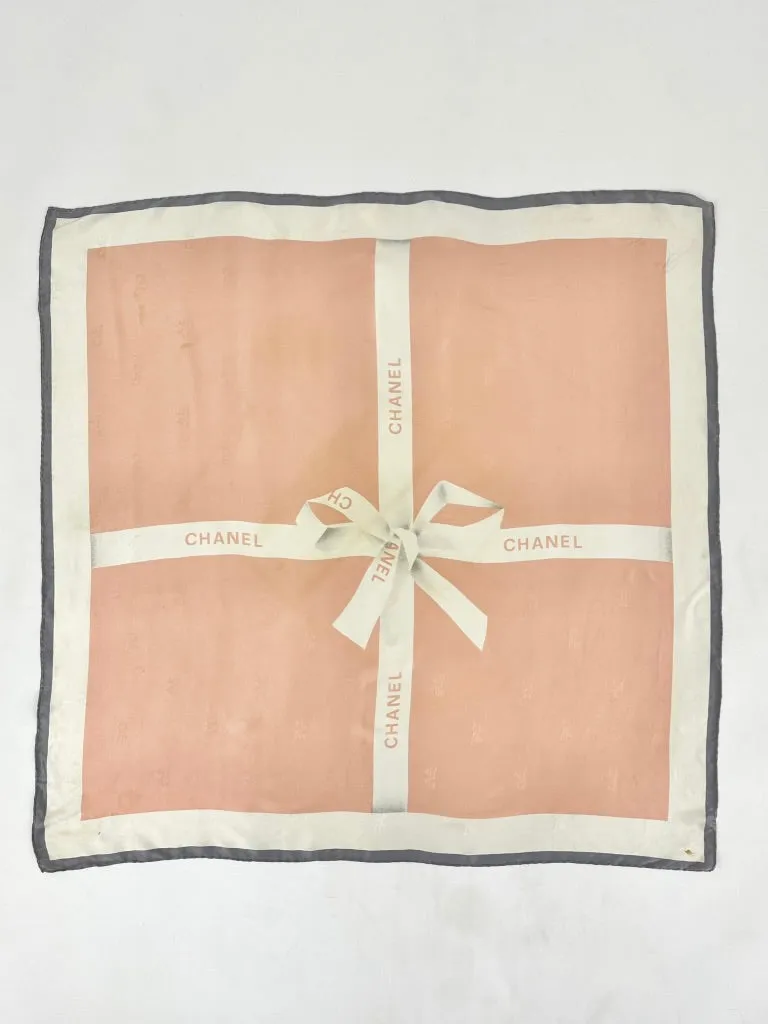 Chanel Silk Logo Ribbon Print Scarf