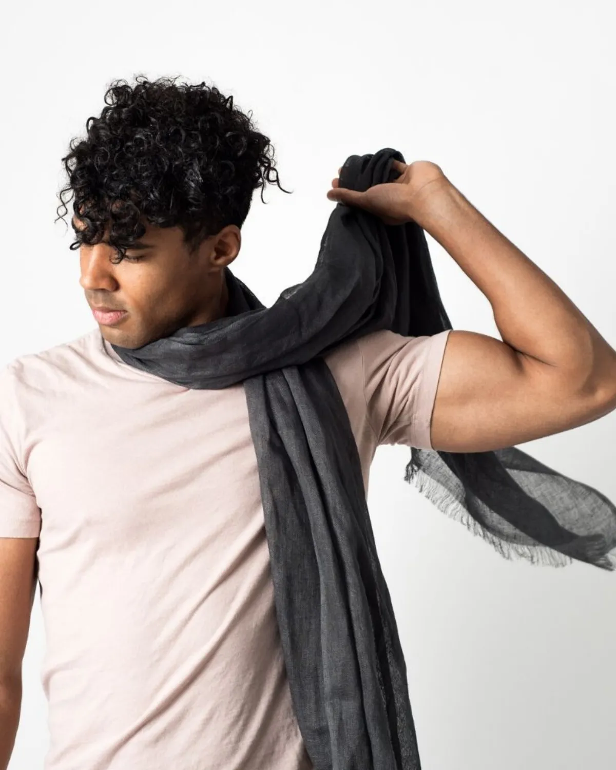 Charcoal Linen Scarf