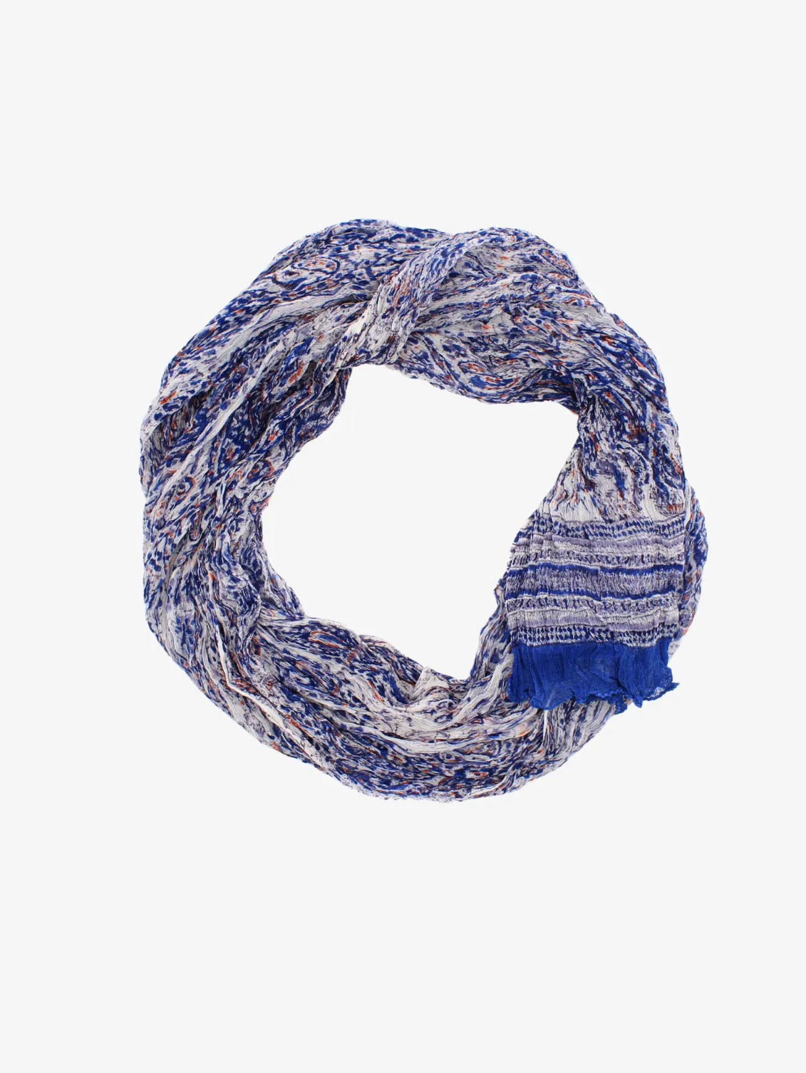 Chiffon Handmade Blue and White Floral Block Print Scarf