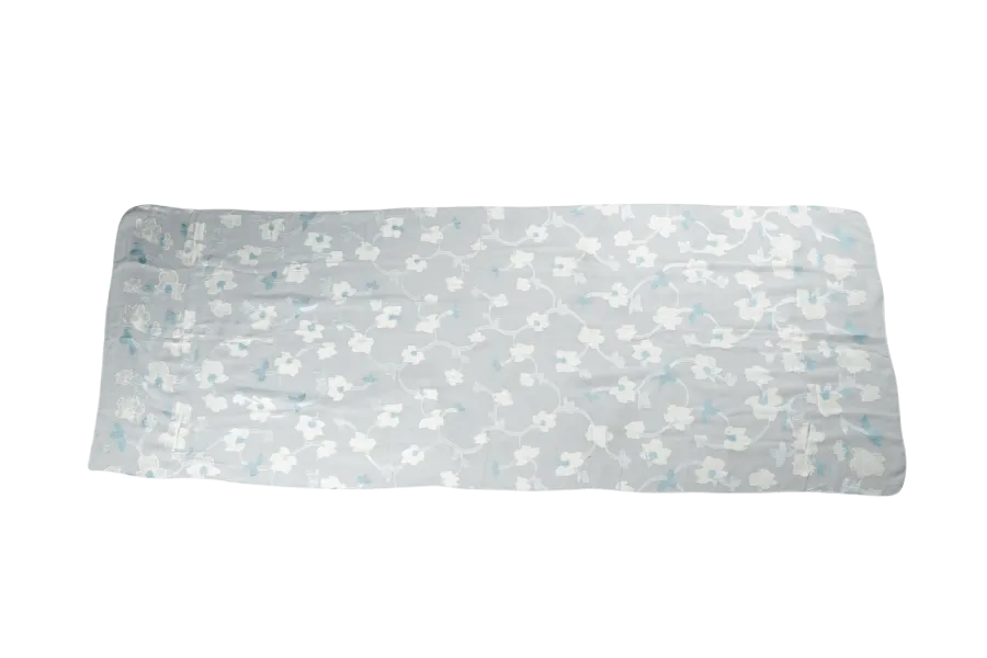 CHRISTIAN DIOR WHITE SILK SCARF WITH FLORAL PRINTS 172CMx66CM