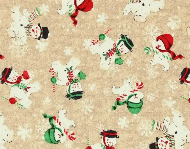 Christmas Snowmen Cream by Making Seasons Bright by the YARD 2758