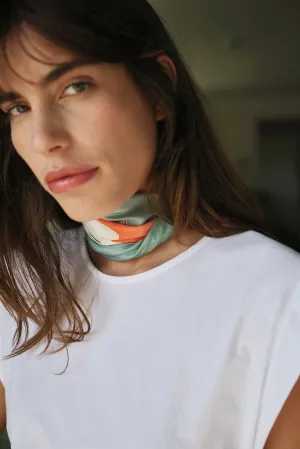 [CL] SILK SCARF WITH A FLOWER MOTIF