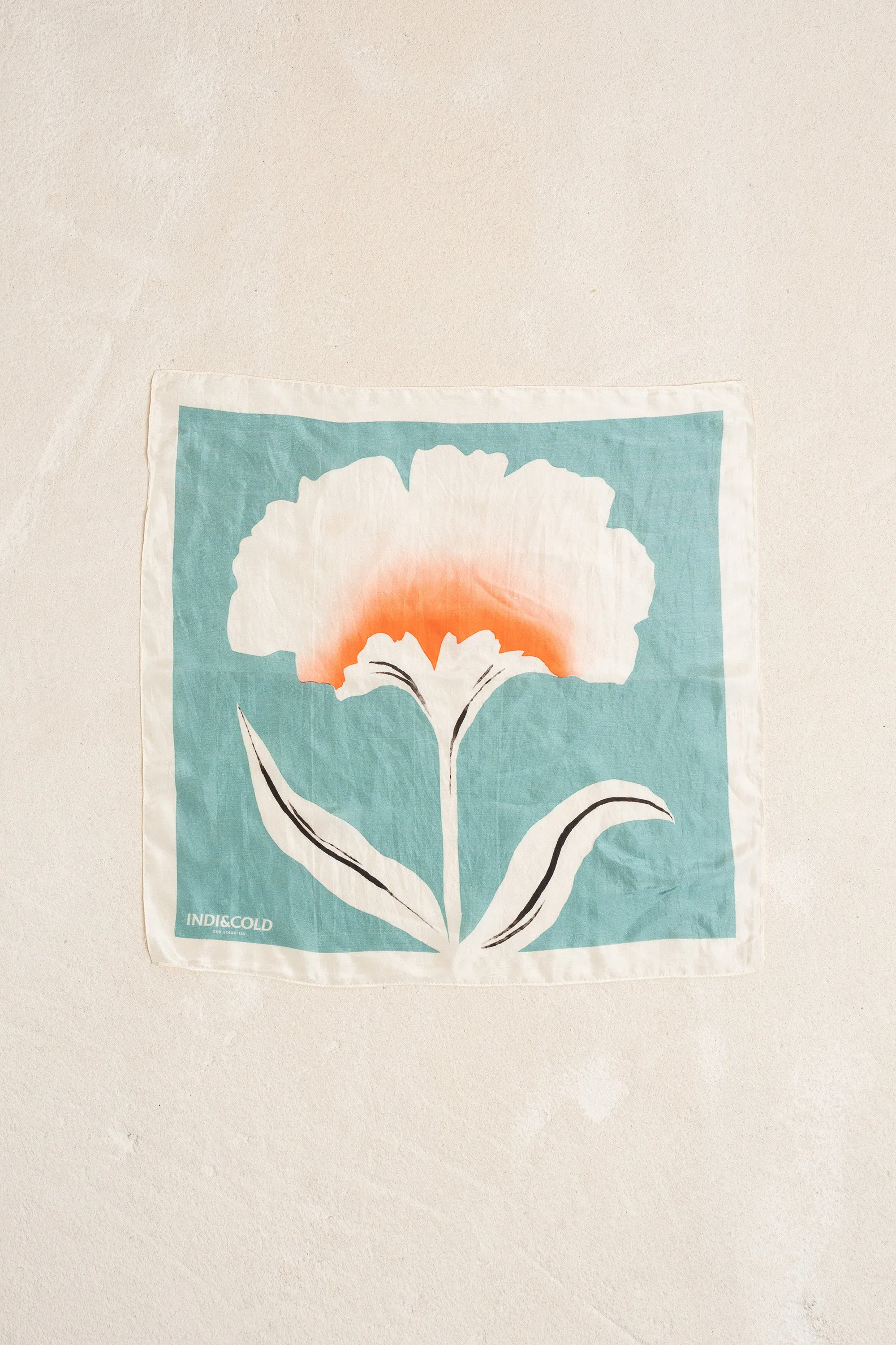 [CL] SILK SCARF WITH A FLOWER MOTIF