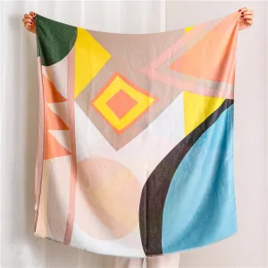 Colorful Geometric Print Scarf Shawl for Women Ladies Girls