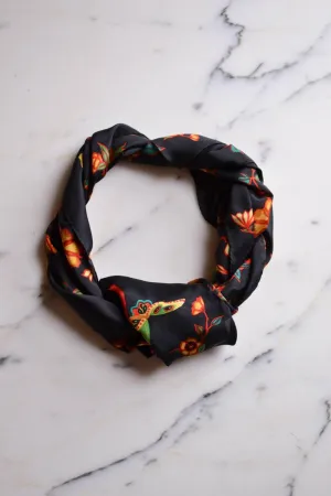Colorful Silk Scarf with Butterflies and Flowers by Echo
