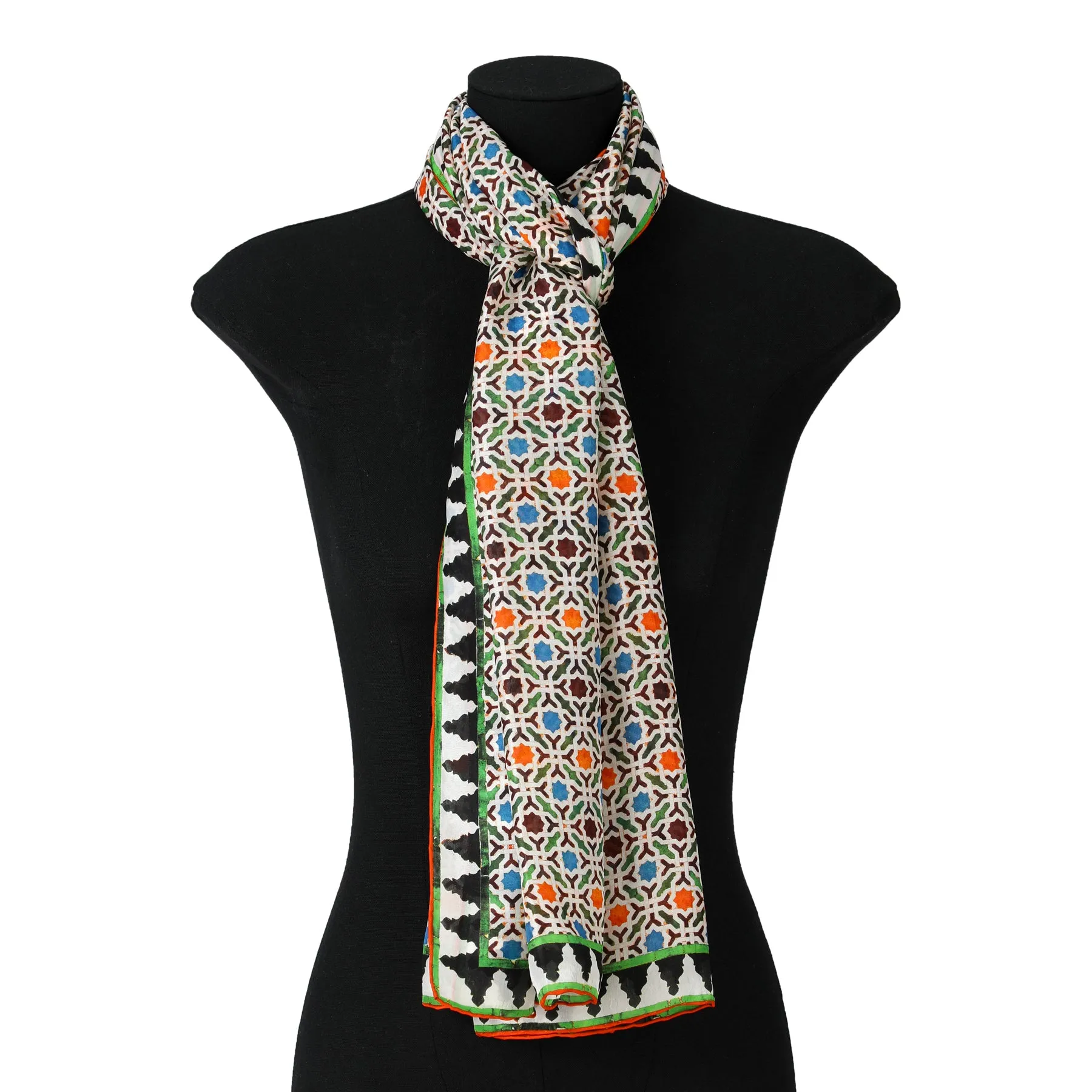 Colorful Silk Scarf with Geometric Print Nazarí