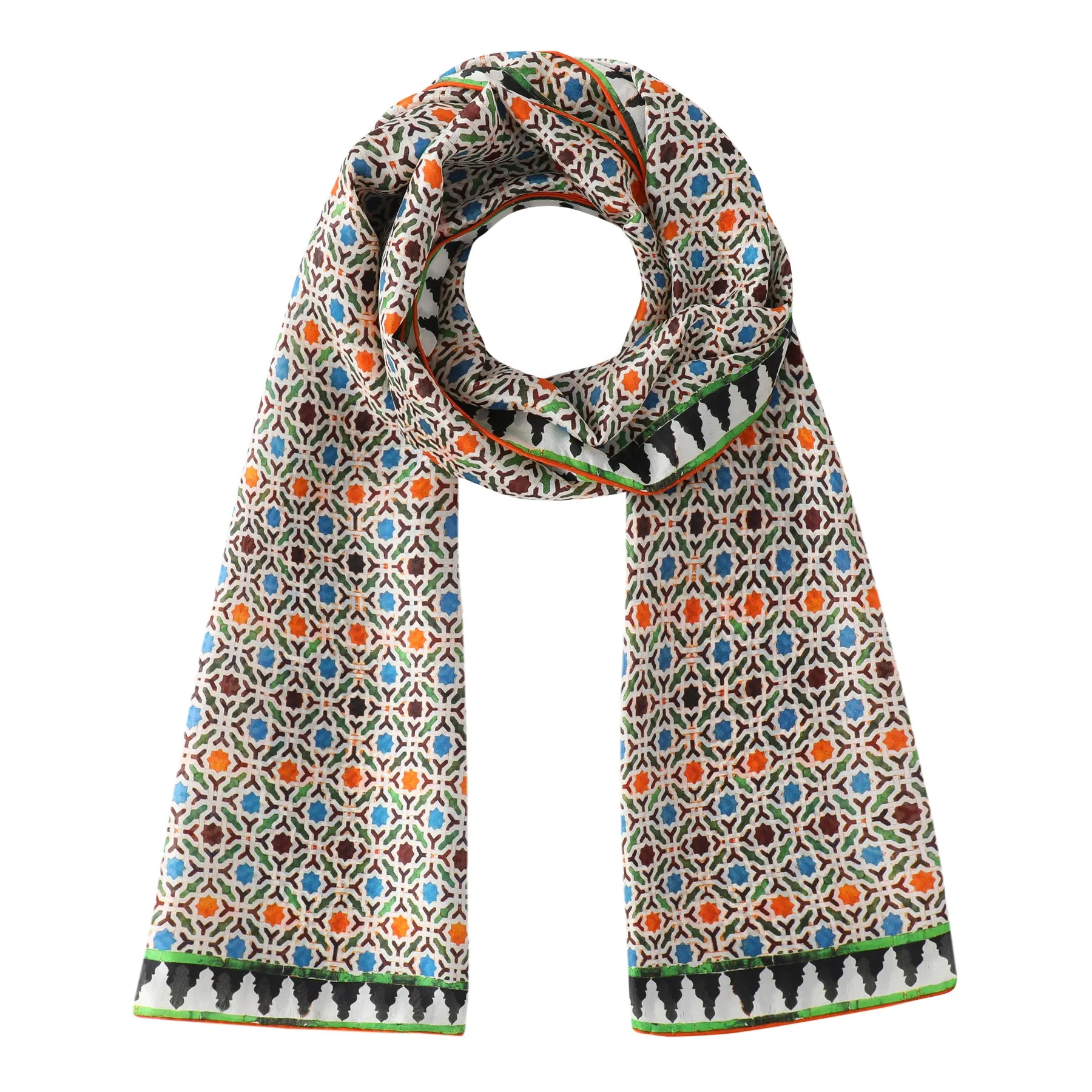 Colorful Silk Scarf with Geometric Print Nazarí