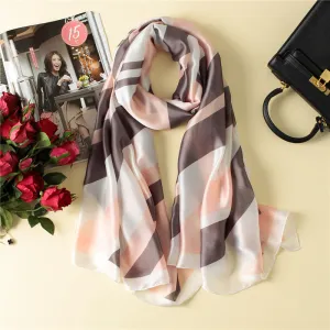 Colorful Stripes Silk Scarf Shawl Wrap for Women Ladies Girls 90x180