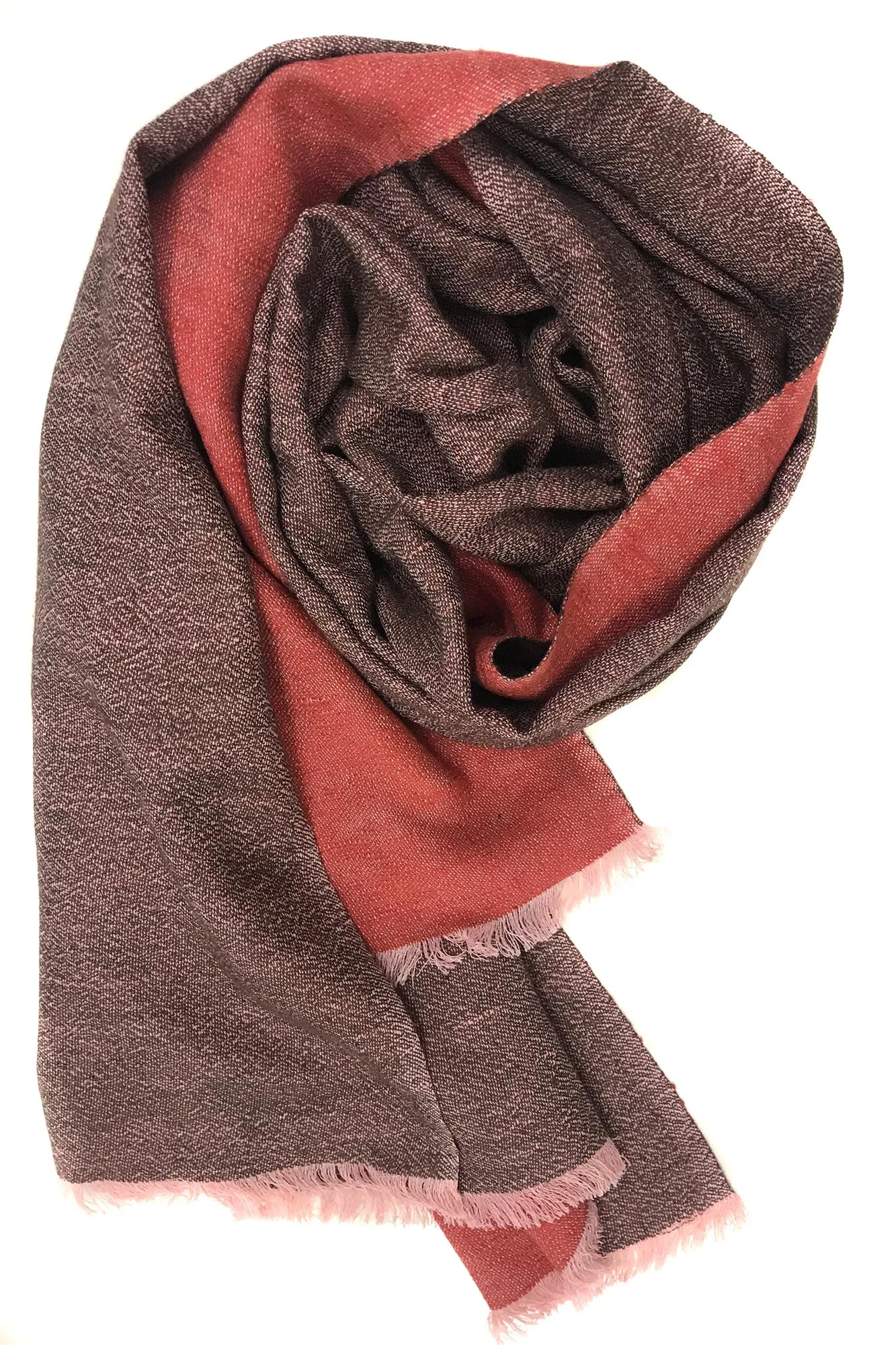 Coral Rust Modal Silk Wool Cashmere Men Scarf.
