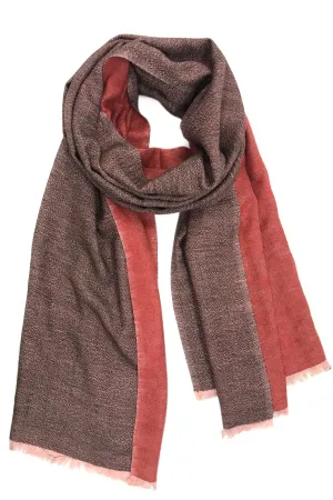 Coral Rust Modal Silk Wool Cashmere Men Scarf.